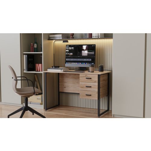 Комп&#039;ютерний стіл Ferrum-decor Гаррі 75x140x60 чорний ДСП Дуб Сан-Маріно 16мм