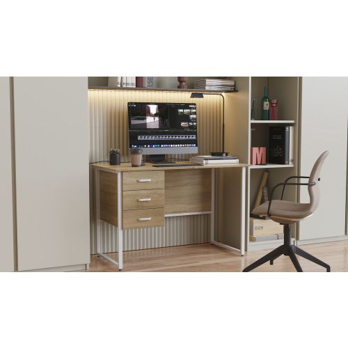 Комп'ютерний стіл Ferrum-decor Гаррі 75x120x70 білий ДСП Дуб Сонома 16мм