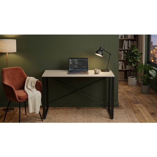 Стіл письмовий Ferrum-decor Серії Конект 75x120x60 Чорний метал ДСП Кашемір 16 мм (XK00909)