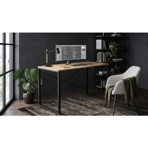 Стіл письмовий Ferrum-decor Серії Конект 75x120x60 Чорний метал ДСП Дуб Евок Прибережний 16 мм (XK00903)