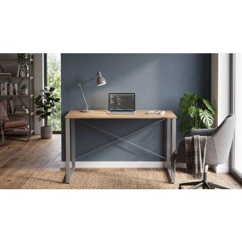 Стіл письмовий Ferrum-decor Серії Конект 75x120x60 Сірий метал ДСП Дуб Евок Прибережний 16 мм (XK00905)