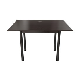 Обеденный стол-трансформер раскладной Берта Ferrum-decor 750x1400x900 Черный металл ДСП Венге Магия 16 мм (BERT10)