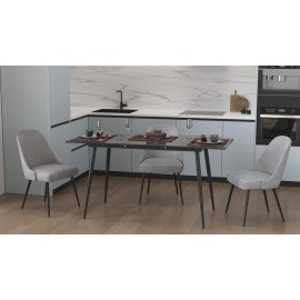 Стіл кухонний розкладний Данді на конусних ногах Ferrum-decor 75x120(160)x60 Чорний метал ДСП Сосна Кембра 16 мм (DAND101)