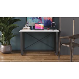 Письменный стол Ferrum-decor Драйв 750x1400x600 Черный металл ДСП Белое 16 мм (DRA043)