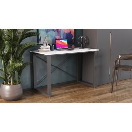 Письмовий стіл Ferrum-decor Драйв 750x1000x700 Сірий метал ДСП Білий 16 мм (DRA071)