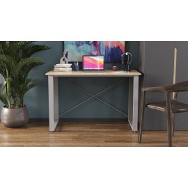 Письменный стол Ferrum-decor Драйв 750x1400x700 Серый металл ДСП Дуб Сонома 16 мм (DRA116)