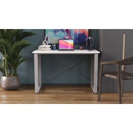 Письмовий стіл Ferrum-decor Драйв 750x1200x600 Сірий метал ДСП Білий 16 мм (DRA029)