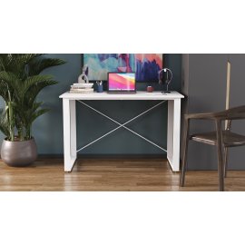 Письменный стол Ferrum-decor Драйв 750x1400x600 Белый металл ДСП Белый 16 мм (DRA057)