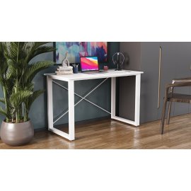 Письмовий стіл Ferrum-decor Драйв 750x1400x700 Білий метал ДСП Білий 16 мм (DRA120)