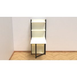 Стол книжка с этажеркой Практик 2 Ferrum-decor 1555x640x990 Черный металл ДСП Белый 16 мм (PRA201)