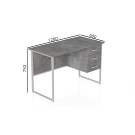 Комп'ютерний стіл Ferrum-decor Гаррі 75x120x60 білий ДСП Бетон 16мм (GARI2386)