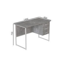 Комп'ютерний стіл Ferrum-decor Гаррі 75x140x60 білий ДСП Бетон 16мм (GARI2396)