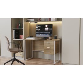 Письменный стол Ferrum-decor Гарри 76x120x70 белый ДСП Дуб Сонома 32мм