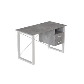 Письмовий стіл з ящиками Ferrum-decor Оскар 750x1200x600 метал Білий ДСП Бетон 16 мм (OSK0014)