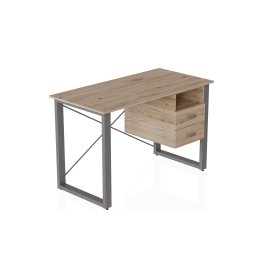 Письмовий стіл з ящиками Ferrum-decor Оскар 750x1400x600 метал Сірий ДСП Дуб Сан-Маріно 16 мм (OSK0037)