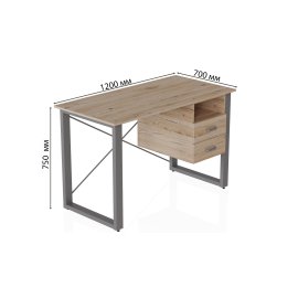 Письмовий стіл з ящиками Ferrum-decor Оскар 750x1200x700 метал Сірий ДСП Дуб Сан-Маріно 16 мм (OSK0058)
