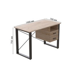 Письмовий стіл з ящиками Ferrum-decor Оскар 750x1400x700 метал Чорний ДСП Дуб Сан-Маріно 16 мм (OSK0065)