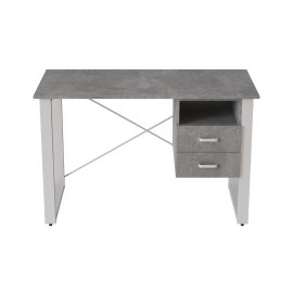 Письмовий стіл з ящиками Ferrum-decor Оскар 750x1400x700 метал Білий ДСП Бетон 16 мм (OSK0077)