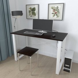 Письмовий стіл Ferrum-decor Драйв 750x1000x600 Білий метал ДСП Венге Магія 16 мм (DRA017)