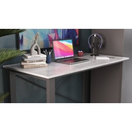 Письменный стол Ferrum-decor Драйв 750x1200x600 Черный металл ДСП Бетон 16 мм (DRA028)