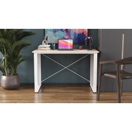 Письменный стол Ferrum-decor Драйв 750x1200x600 Белый металл ДСП Дуб Сан-Марино 16 мм (DRA037)