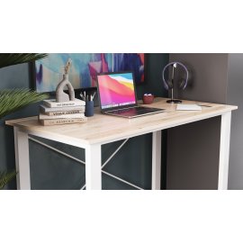 Письмовий стіл Ferrum-decor Драйв 750x1200x700 Білий метал ДСП Дуб Сан-Маріно 16 мм (DRA100)