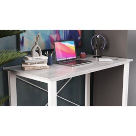 Письменный стол Ferrum-decor Драйв 750x1000x600 Белый металл ДСП Бетон 32 мм (DRA147)