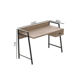 Письмовий стіл Ferrum-decor Комфорт 750x1000x600 Чорний метал ДСП Дуб Сан-Маріно 32 мм (KOMF002)