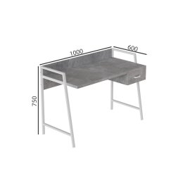 Письмовий стіл Ferrum-decor Комфорт 750x1200x600 Білий метал ДСП Бетон 32 мм (KOMF042)