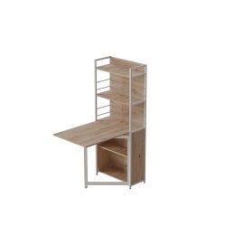Стол книжка с этажеркой Практик 2 Ferrum-decor 1555x640x990 Белый металл ДСП Дуб Сан-Марино 16 мм (PRA209)
