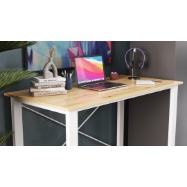 Письмовий стіл Ferrum-decor Драйв 750x1000x600 Білий метал ДСП Дуб Артизан 16 мм (DRA020)