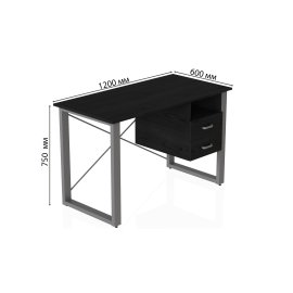 Письмовий стіл з ящиками Ferrum-decor Оскар 750x1200x600 метал Сірий ДСП Сосна Кембра 16 мм (OSK0017)
