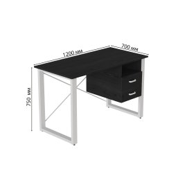 Письмовий стіл з ящиками Ferrum-decor Оскар 750x1200x700 метал Білий ДСП Сосна Кембра 16 мм (OSK0052)
