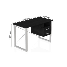 Письмовий стіл з ящиками Ferrum-decor Оскар 750x1400x600 метал Білий ДСП Сосна Кембра 16 мм (OSK0031)