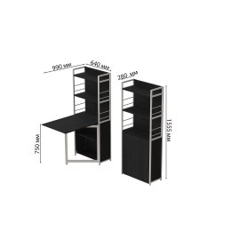 Стол книжка с этажеркой Практик 2 Ferrum-decor 1555x640x990 Белый металл ДСП Сосна Кембра 16 мм (PRA210)