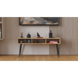 Тумба под телевизор Кентуки Ferrum-decor 45x139x38 Черный металл ДСП Дуб Артизан 16 мм (KENT1007)