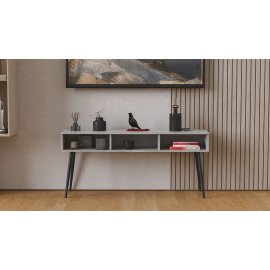 Тумба под телевизор Кентуки Ferrum-decor 45x139x38 Черный металл ДСП Бетон 16 мм (KENT1000)