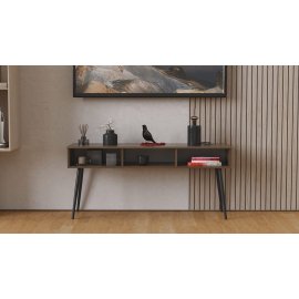 Тумба под телевизор Кентуки Ferrum-decor 45x139x38 Черный металл ДСП Дуб Сонома Трюфель 16 мм (KENT1004)