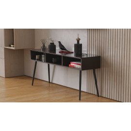 Тумба под телевизор Кентуки Ferrum-decor 45x139x38 Черный металл ДСП Венге Магия 16 мм (KENT1002)