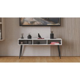 Тумба под телевизор Кентуки Ferrum-decor 45x139x38 Черный металл ДСП Белый 16 мм (KENT1006)