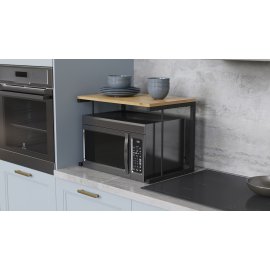 Підставка для мікрохвильовки Kitchen K301 Ferrum-decor 400x550x350 Чорний метал ДСП Дуб Артізан 16 мм (KITCH30106)