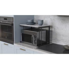 Подставка для микроволновки Kitchen K301 Ferrum-decor 400x550x350 Черный металл ДСП Бетон 16 мм (KITCH30107)