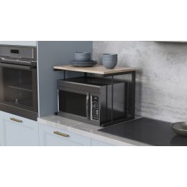Підставка для мікрохвильовки Kitchen K301 Ferrum-decor 400x550x350 Чорний метал ДСП Дуб Сан-Марино 16 мм (KITCH30102)