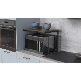 Підставка для мікрохвильовки Kitchen K301 Ferrum-decor 400x550x350 Чорний метал ДСП Дуб Сонома Трюфель 16 мм (KITCH30105)