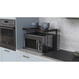 Підставка для мікрохвильовки Kitchen K301 Ferrum-decor 400x550x350 Чорний метал ДСП Венге Магія 16 мм (KITCH30103)