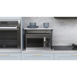 Підставка для мікрохвильовки Kitchen K301 Ferrum-decor 400x550x350 Чорний метал ДСП Білий 16 мм (KITCH30101)