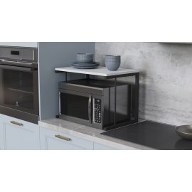 Підставка для мікрохвильовки Kitchen K301 Ferrum-decor 400x550x350 Чорний метал ДСП Білий 16 мм (KITCH30101)