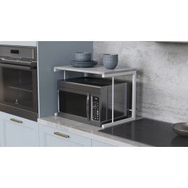 Підставка для мікрохвильовки Kitchen K301 Ferrum-decor 400x550x350 Білий метал ДСП Бетон 16 мм (KITCH30115)