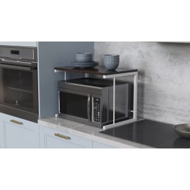 Підставка для мікрохвильовки Kitchen K301 Ferrum-decor 400x550x350 Білий метал ДСП Венге Магія 16 мм (KITCH30111)