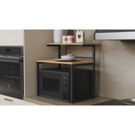 Підставка для мікрохвильовки Kitchen K302 Ferrum-decor 590x550x350 Чорний метал ДСП Дуб Артізан 16 мм (KITCH30206)